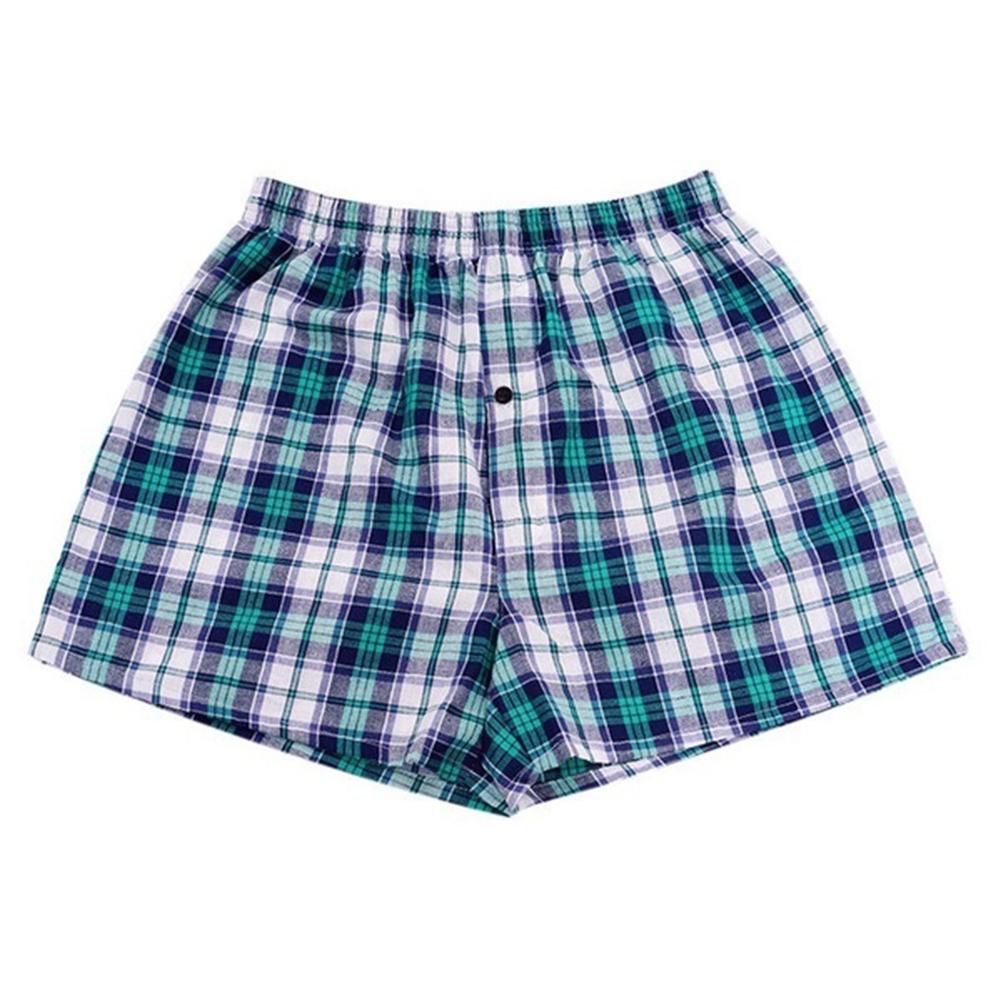 Men's Cotton Arrow Boxers Casual Plaid Print Elastic Waist Underwear Summer Loose Breathable Beach Pants