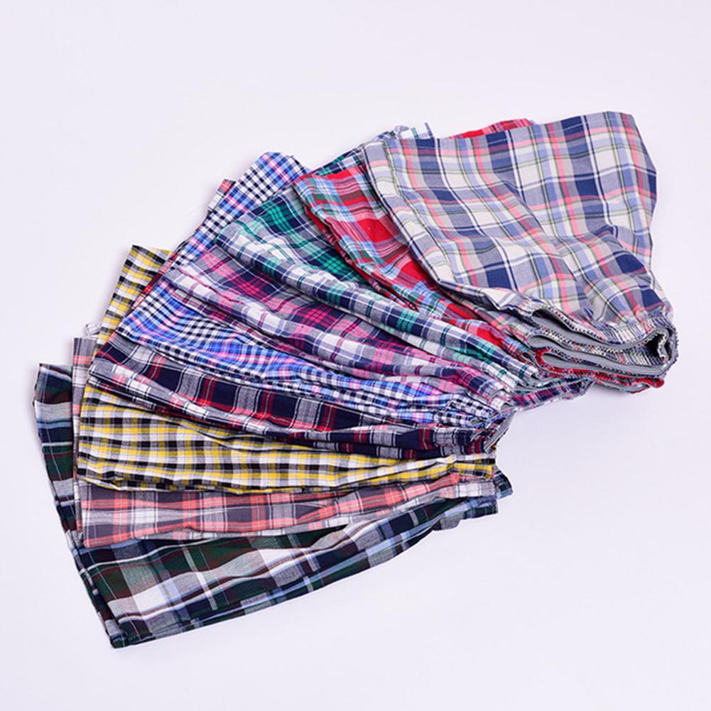 Men's Cotton Arrow Boxers Casual Plaid Print Elastic Waist Underwear Summer Loose Breathable Beach Pants