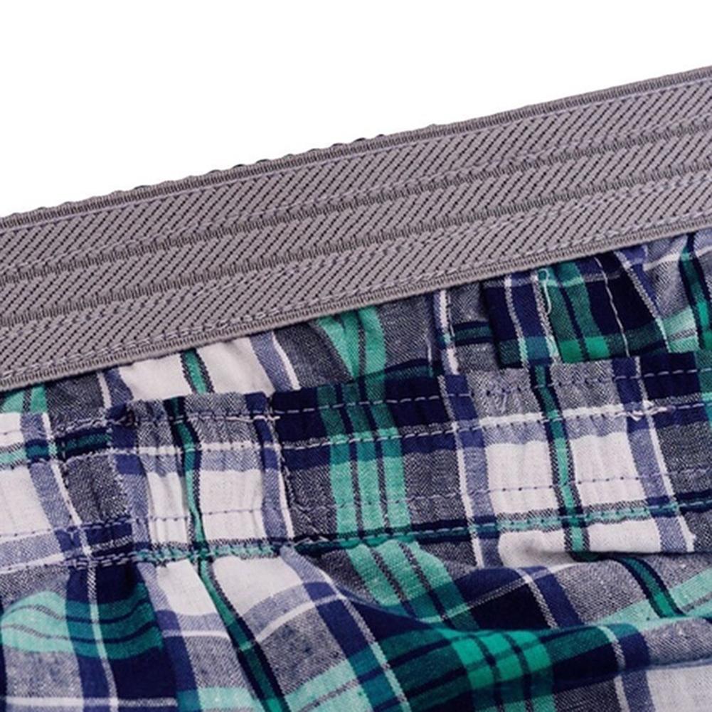 Men's Cotton Arrow Boxers Casual Plaid Print Elastic Waist Underwear Summer Loose Breathable Beach Pants