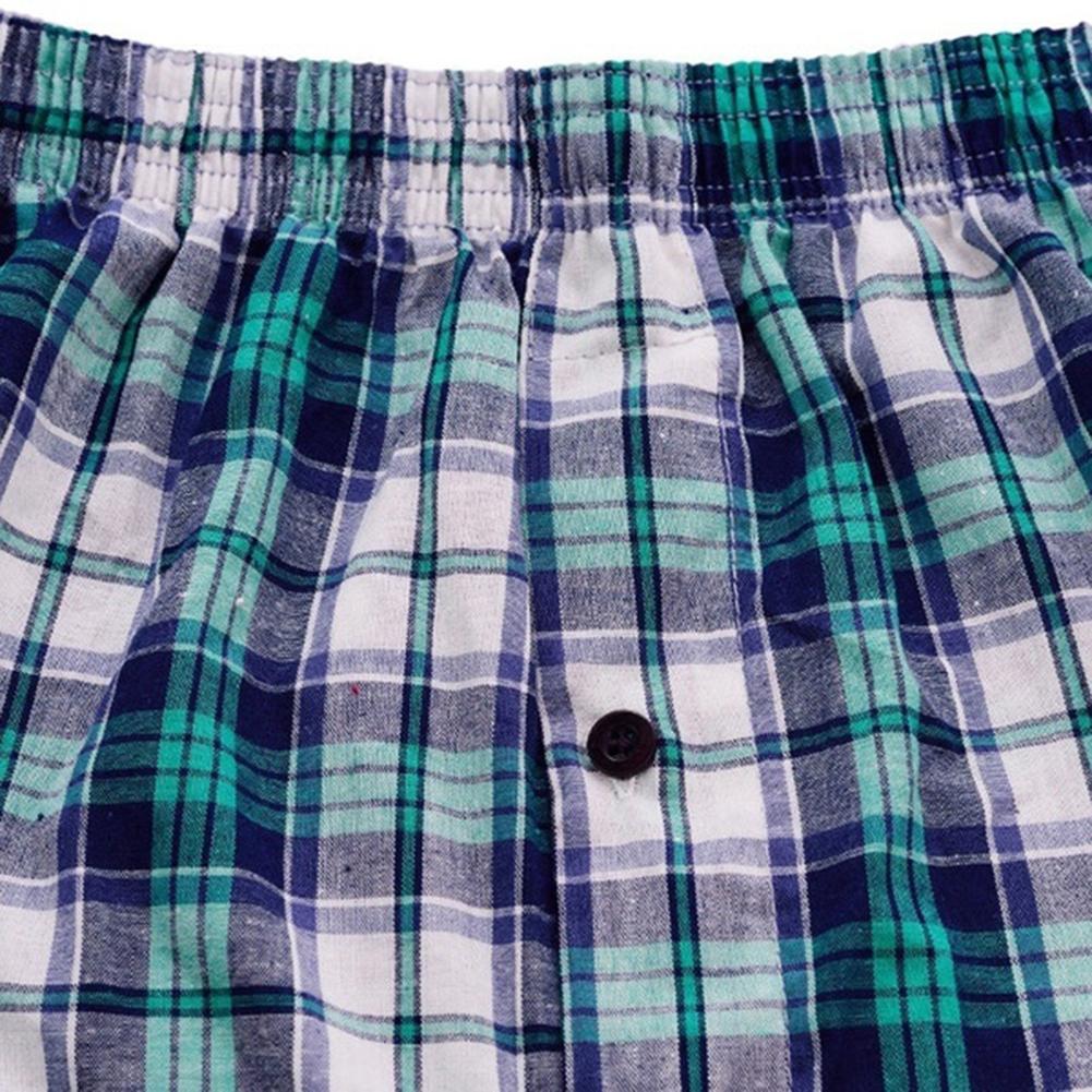 Men's Cotton Arrow Boxers Casual Plaid Print Elastic Waist Underwear Summer Loose Breathable Beach Pants