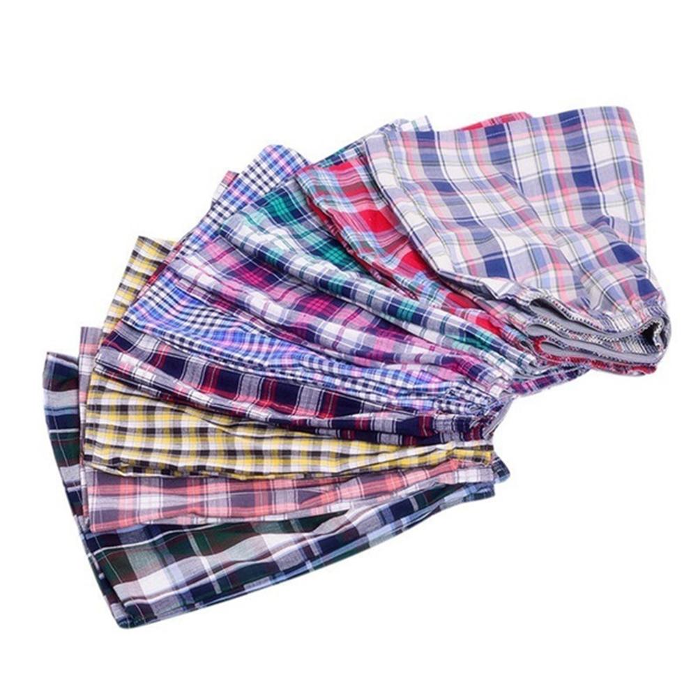 Men's Cotton Arrow Boxers Casual Plaid Print Elastic Waist Underwear Summer Loose Breathable Beach Pants