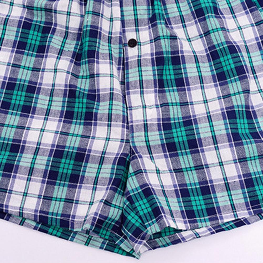 Men's Cotton Arrow Boxers Casual Plaid Print Elastic Waist Underwear Summer Loose Breathable Beach Pants