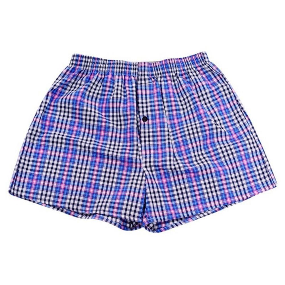 Men's Cotton Arrow Boxers Casual Plaid Print Elastic Waist Underwear Summer Loose Breathable Beach Pants