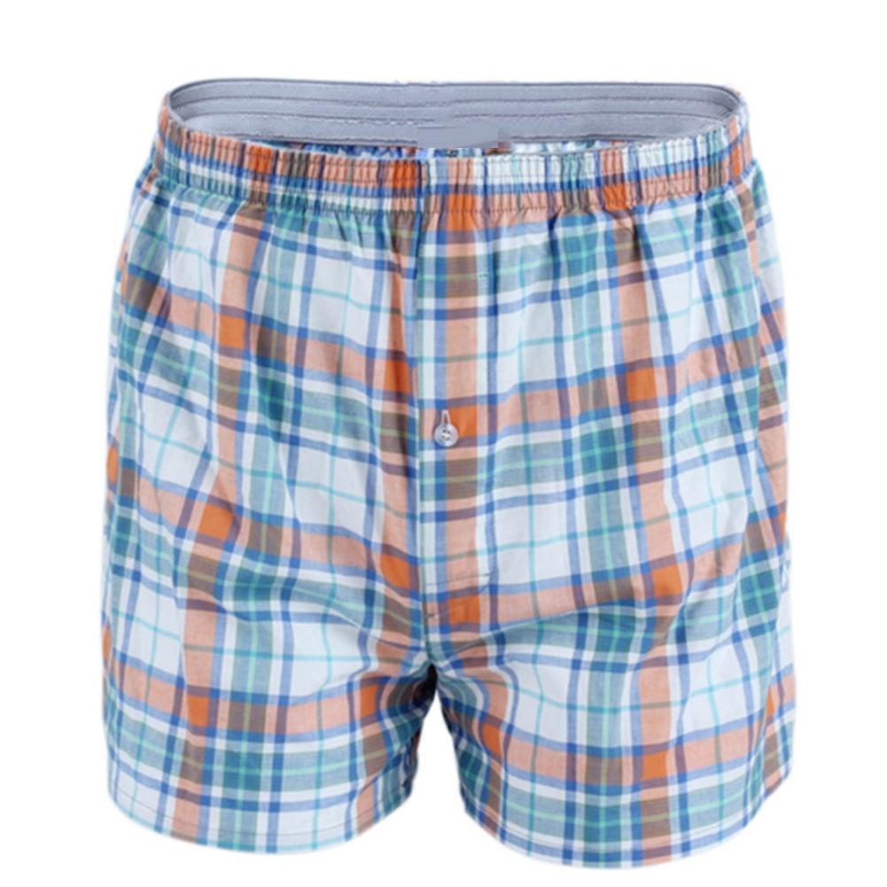 Men's Cotton Arrow Boxers Casual Plaid Print Elastic Waist Underwear Summer Loose Breathable Beach Pants