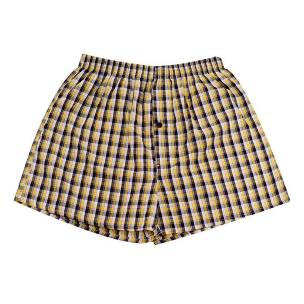 Men's Cotton Arrow Boxers Casual Plaid Print Elastic Waist Underwear Summer Loose Breathable Beach Pants