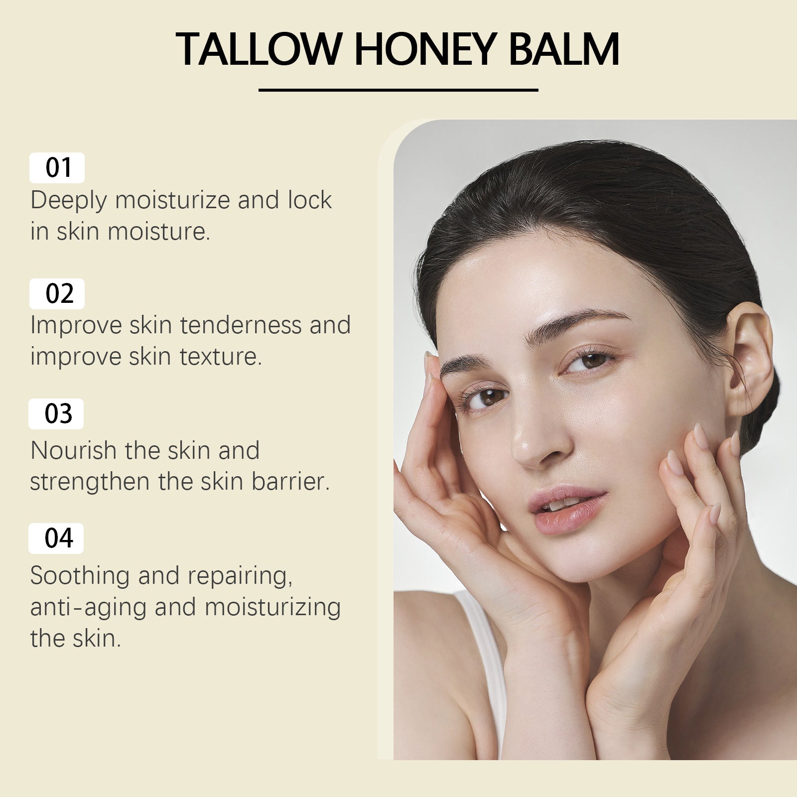 Beef Tallow Honey Moisturizer Cream Nourish Hydrating Brighten Face Body Lotion Gentle Skin Rejuvenation Balm Korean Cosmetics