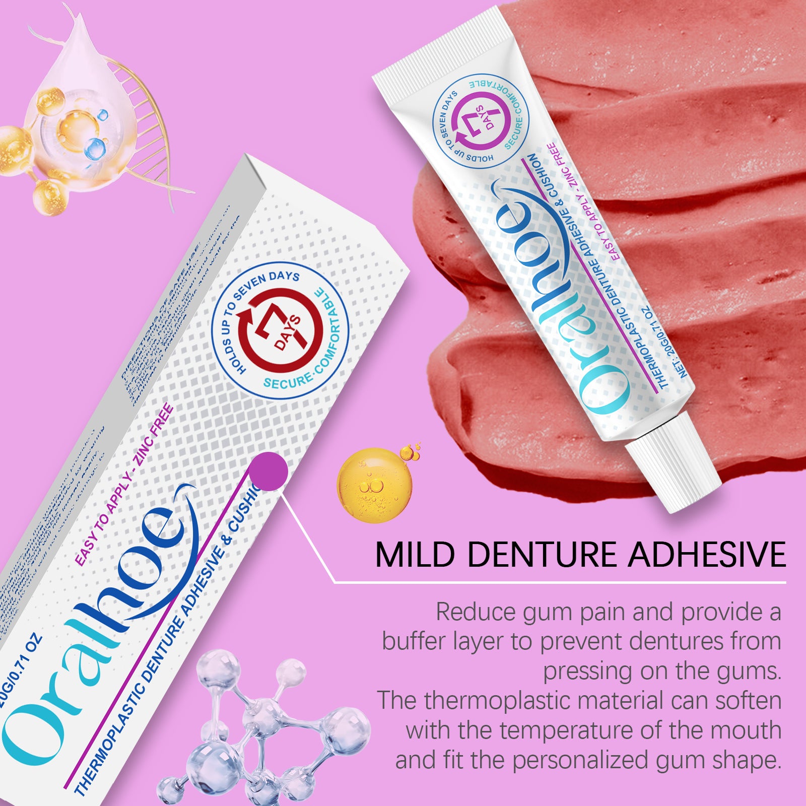 Thermoplastic Denture Adhesive Cushion Reduce Gum Pain Friction False Teeth Bonding Prosthesis Lasting Fixing Oral Care Products
