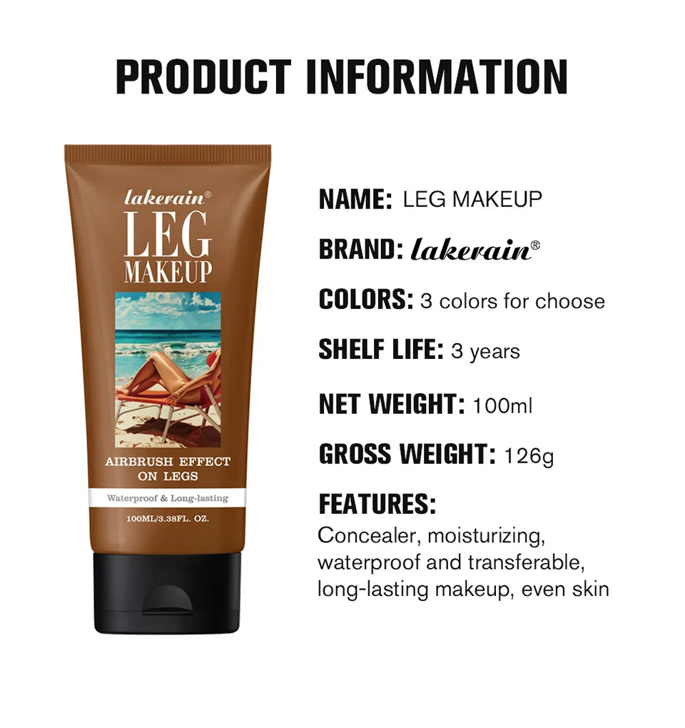 Body Foundation 100ml Tan Leg Makeup Lotion Even Skin Tone Waterproof Long Lasting Body Tanning Cream Medium Bronze Leg Makeup