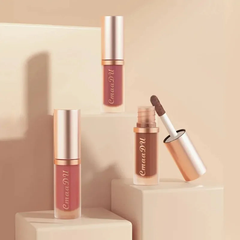 12 Colors Matte Velvet Lip Glaze Waterproof Liquid Lipstick Nude Brown Moisturizing Long Lasting Non-stick Cup Lip Gloss Makeup