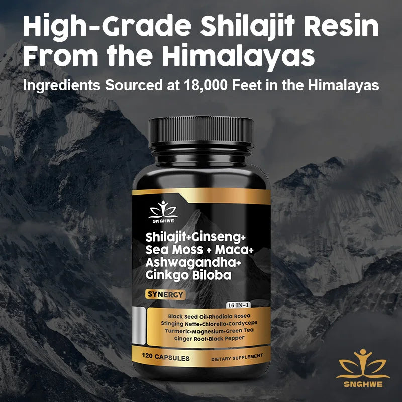 Shilajit 5-in-1 Adaptogen Complex | Ginseng, Sea Moss, Ashwagandha & Ginkgo Biloba