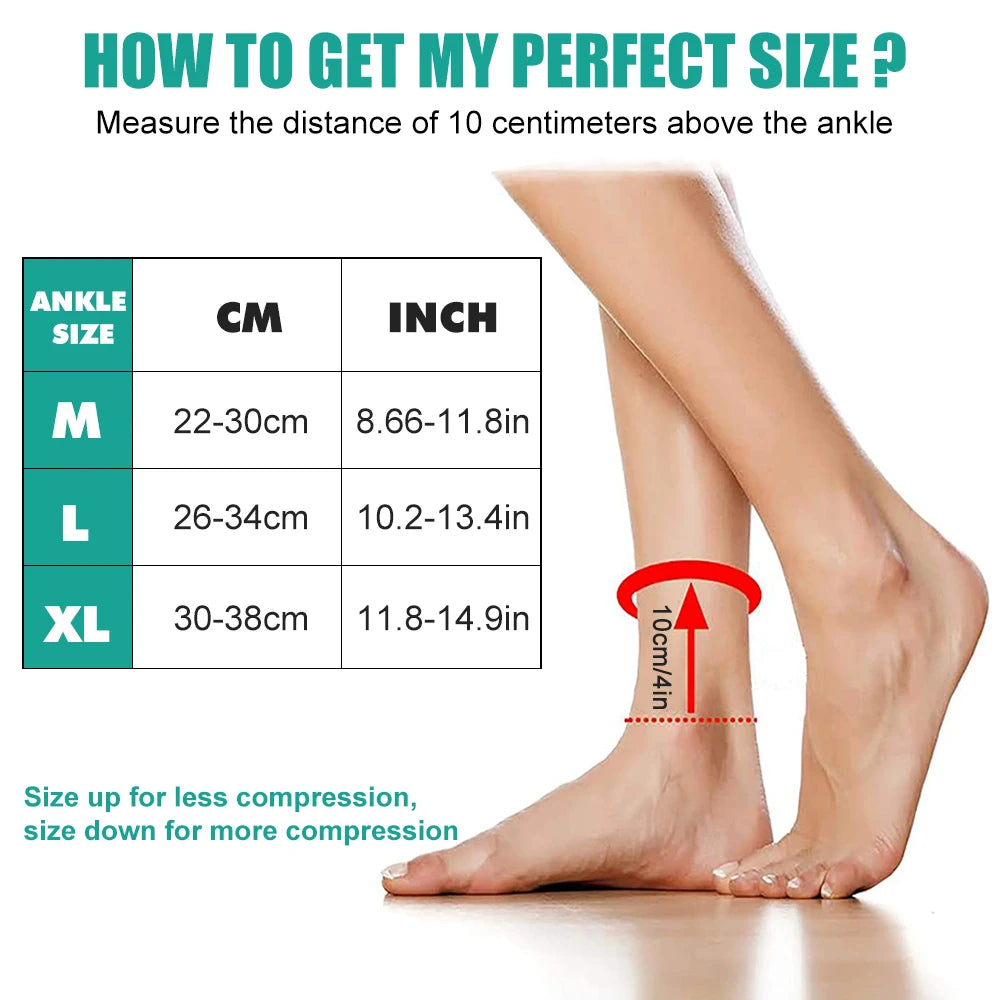 1 Pcs Ankle Brace Compression Sleeve, Adjustable Ankle Support Strap for Sprained, Plantar Fasciitis, Injury Recovery, Running