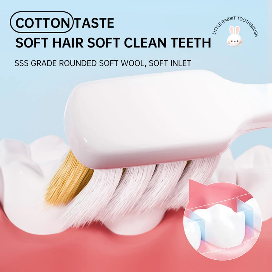Kid's cartoon rabbit soft  toothbrush gently cleans