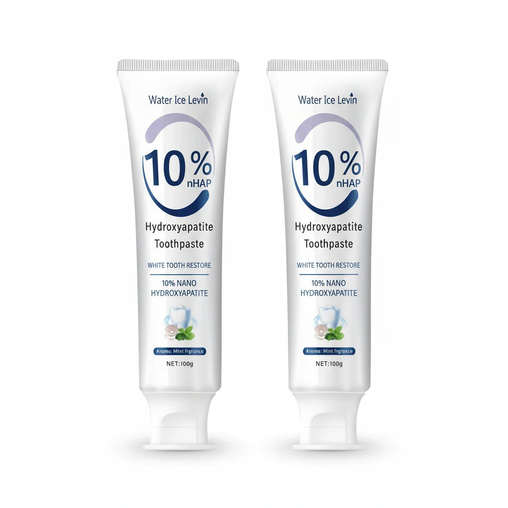 Hydroxyapatite Toothpaste Restores White Teeth. Protects Gums. Deep Cleans. Brightens Smile. Fresh Mint.