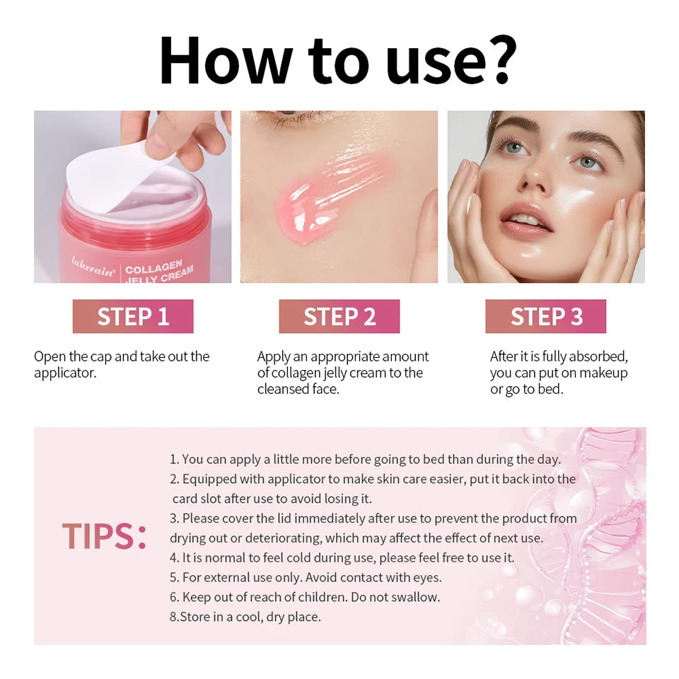 Moisturizing Collagen Jelly Cream Niacinamide Hydrolyzed Collagen Tightening Soothing Anti-Aging Firmness Hydration Skincare