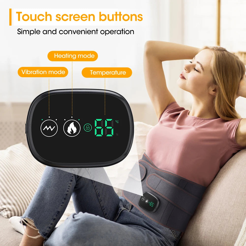 Gray infrared belt with touch control screen showing heat and vibration icons