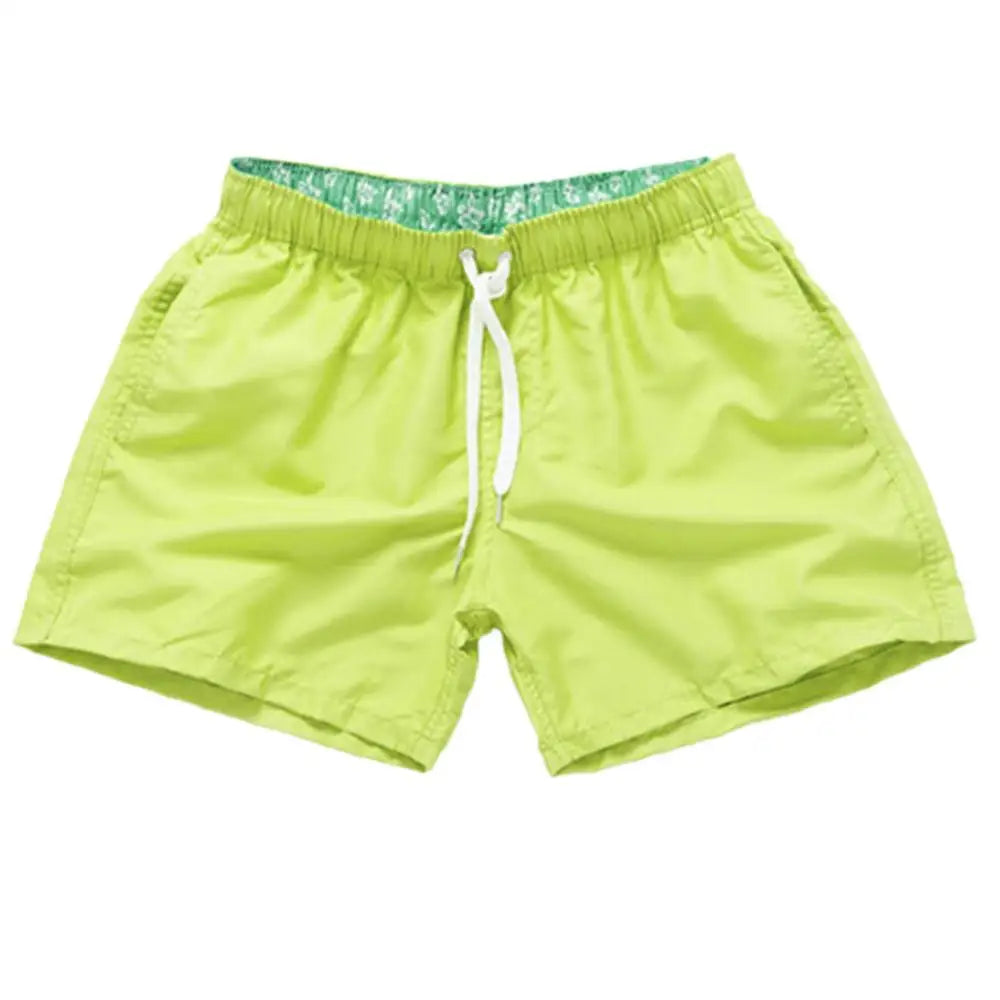 Casual Solid Color Summer Beach Shorts  Men's Drawstring Swimming Trunks