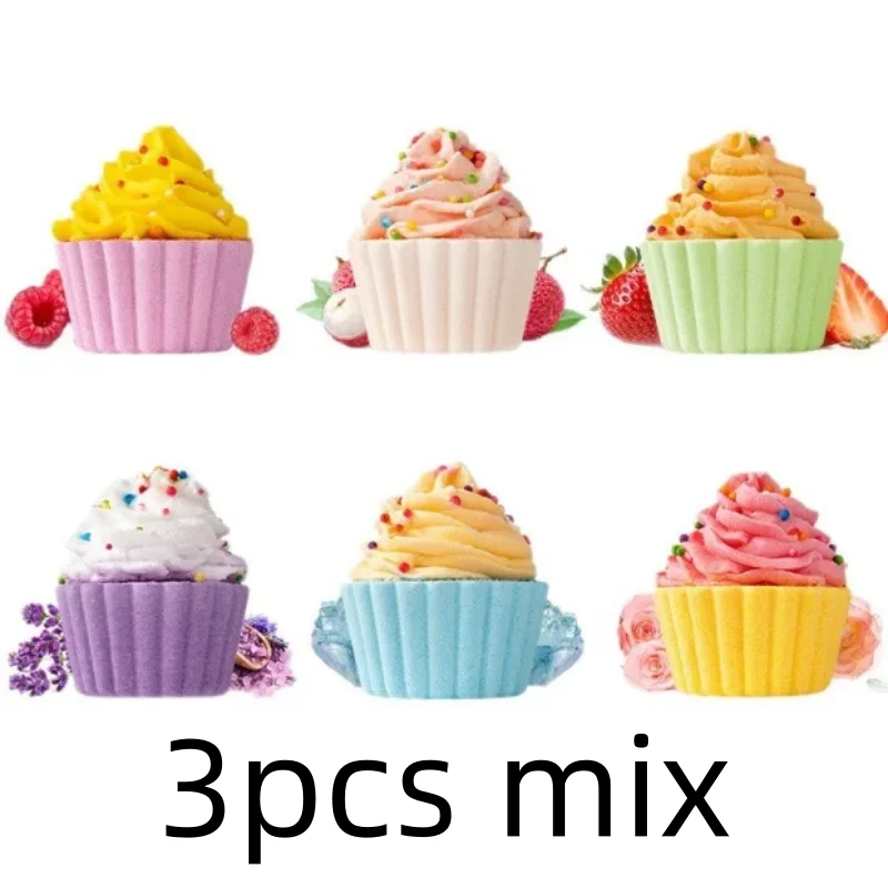 80g Cake Shape Bath Bombs Kids Safe Bubble Fizzies with Essential Oil Moisturizing Relaxing Aromatherapy Bath Salt Balls