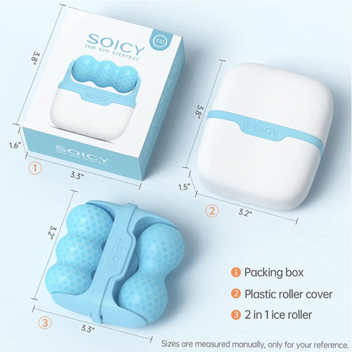 Double-Head Ice Roller Facial Massager — W & V Shape for Face, Eyes & Body