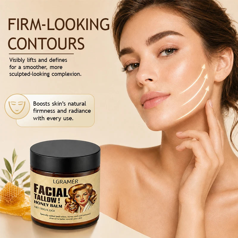 Facial Tallow Honey Balm Cream,Natural Nourishing Beef Tallow Face Cream & Olive Oil,Hydrating Moisturizer for Daily Skin Care