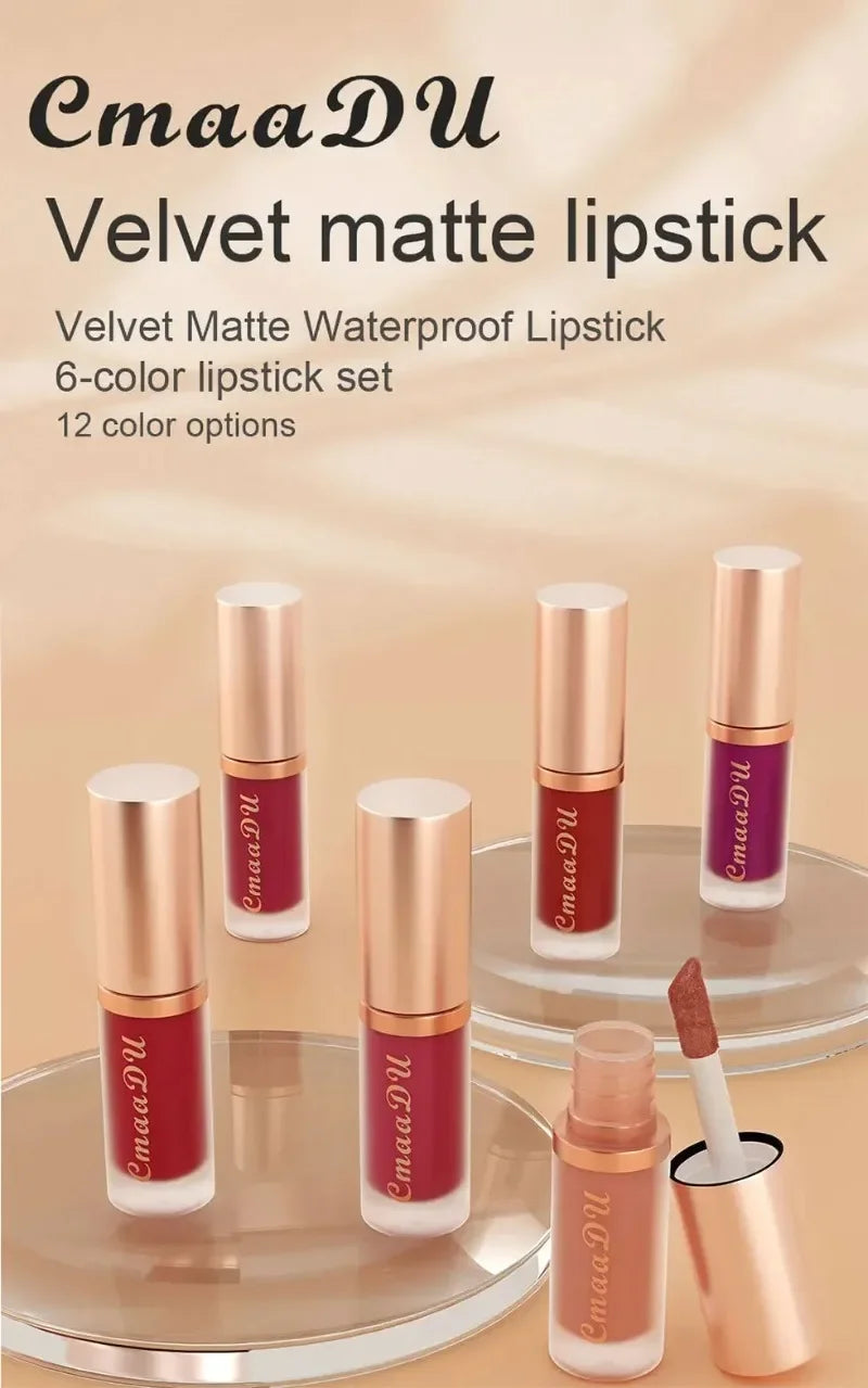 Waterproof Matte Velvet Lip Glaze Moisturizing Long Lasting Liquid Lipstick Non-stick Lip Gloss