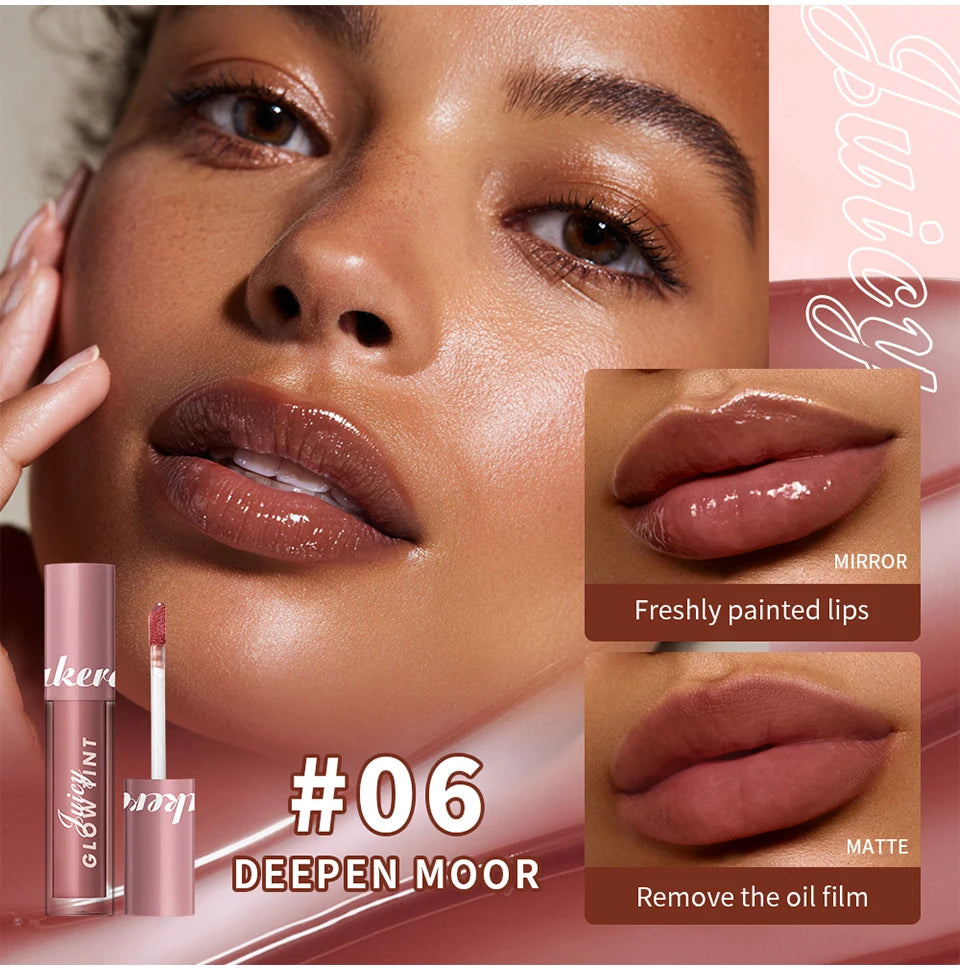 Mirror Lip Stain Lip Glaze Color Long Lasting Shiny Gloss Nude Lipstick Moisturizing Skin Brightening Cosmetics Lips Glosses