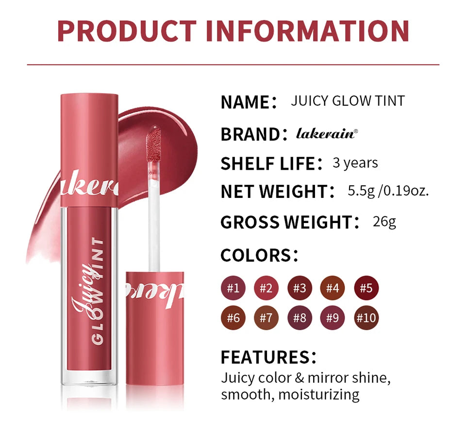 Mirror Lip Stain Lip Glaze Color Long Lasting Shiny Gloss Nude Lipstick Moisturizing Skin Brightening Cosmetics Lips Glosses