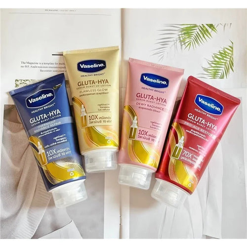 Vaseline Gluta-HYA body lotion tubes set, blue, yellow, pink, red