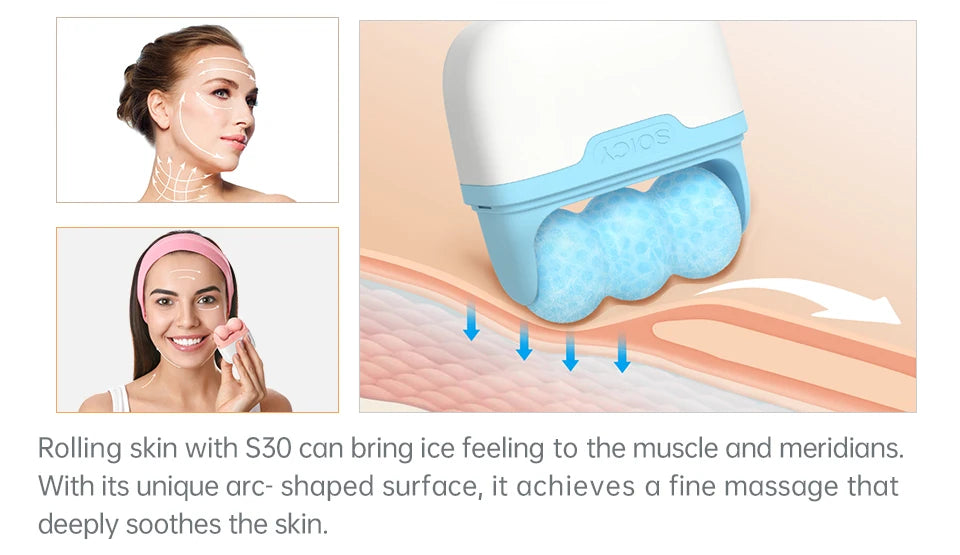 Double-Head Ice Roller Facial Massager — W & V Shape for Face, Eyes & Body