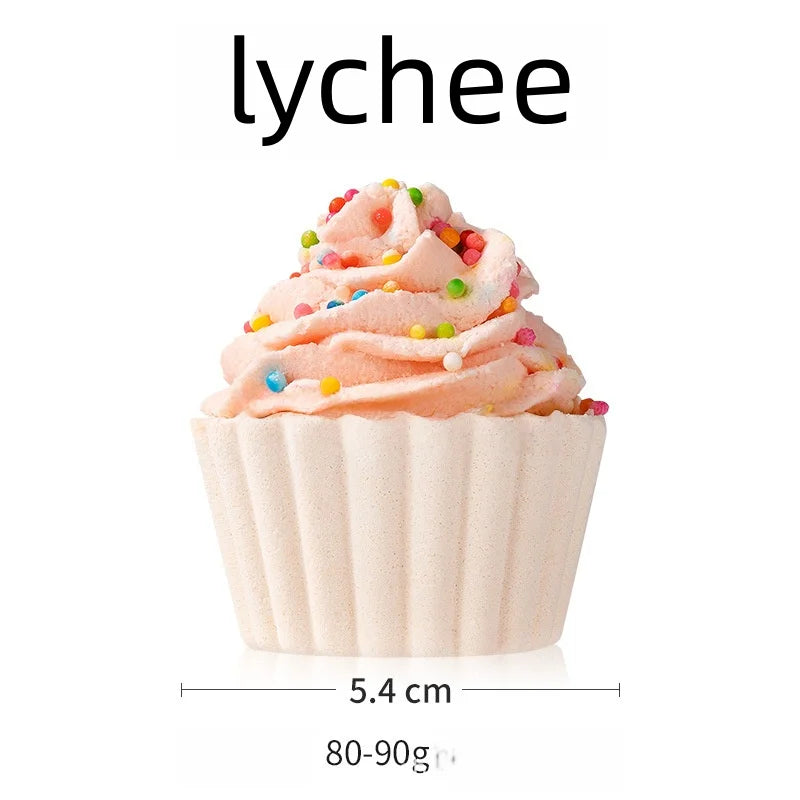 80g Cake Shape Bath Bombs Kids Safe Bubble Fizzies with Essential Oil Moisturizing Relaxing Aromatherapy Bath Salt Balls