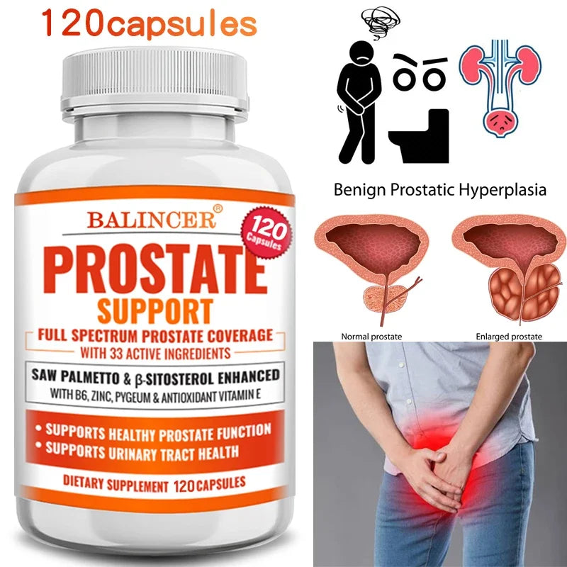 Saw Palmetto Prostate & Hair Support Supplement – 33 Natural Botanicals, DHT Blocker & Bladder Health