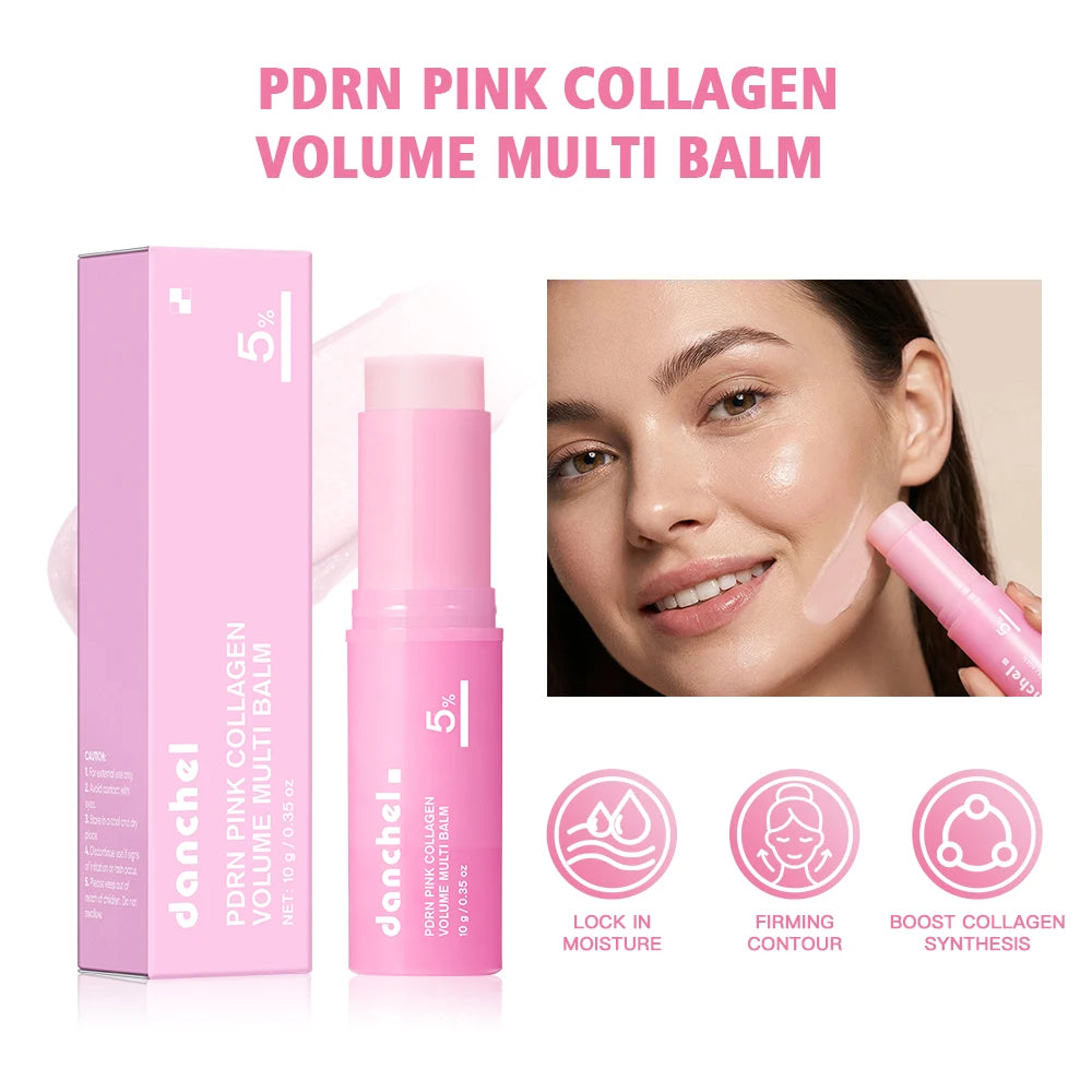 PDRN Pink Collagen Balm Stick Firming Deep Hydration Moisturization Collagen Radiant Portable Stick Plump Eye Neck Lines