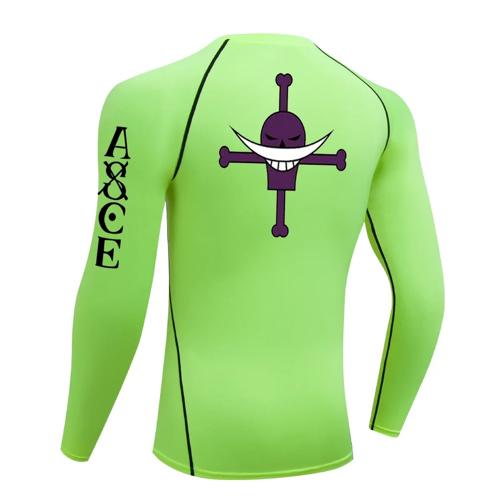 Men's Rash Guard Anime Manga Print Gym Compression Shirt