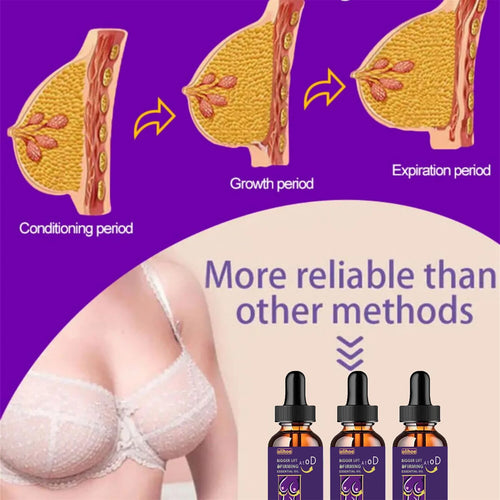 Amber essential oil dropper bottles with purple labels, chest-care packaging