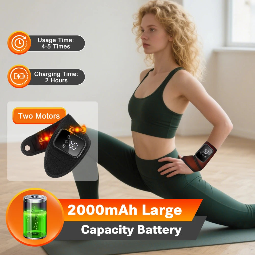 Heated wrist and ankle massager brace set with black straps and control unit