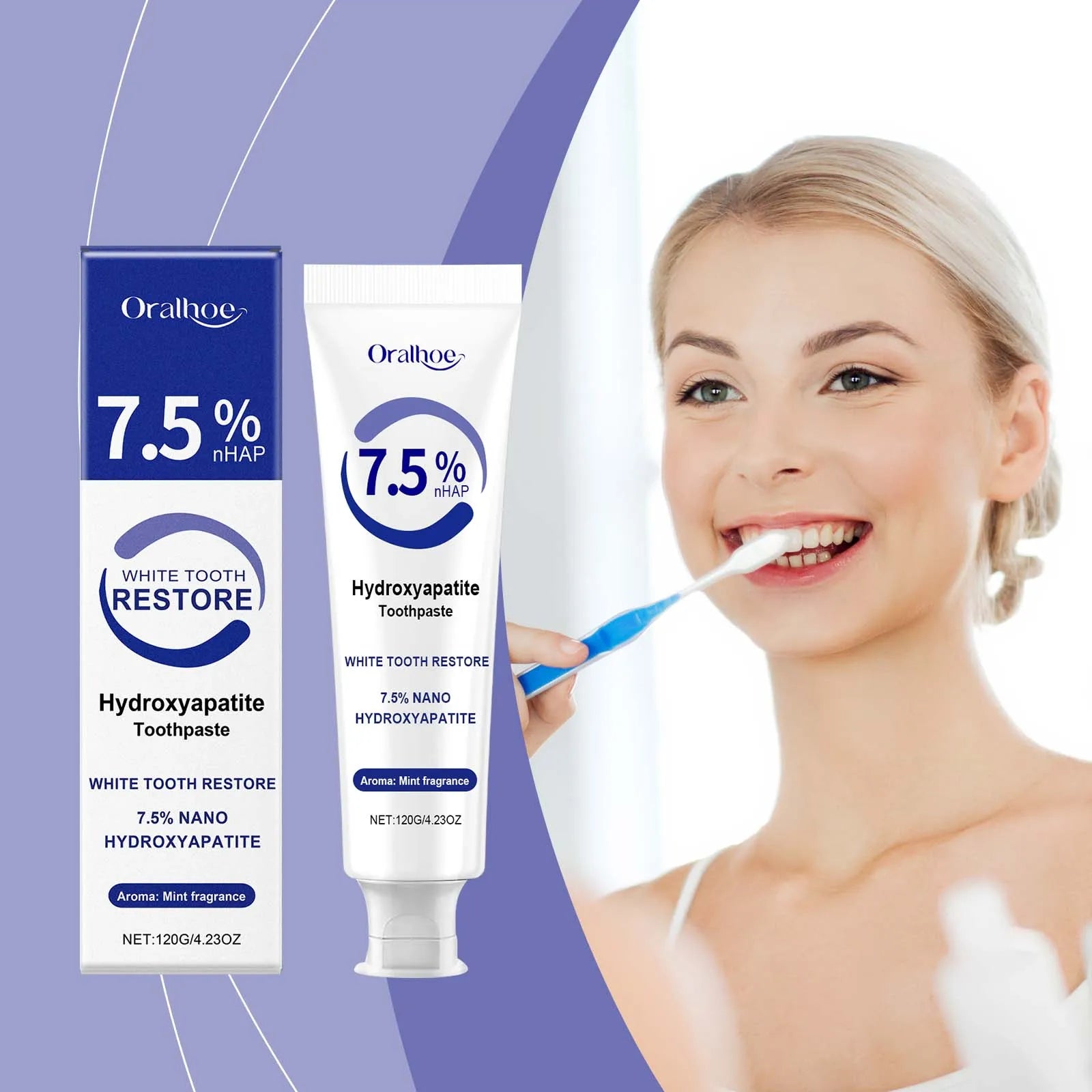 7.5% Hydroxyapatite Toothpaste for Sensitive Teeth - Enamel Protection & Strengthening, Fluoride-Free, Gentle & Effective Formul