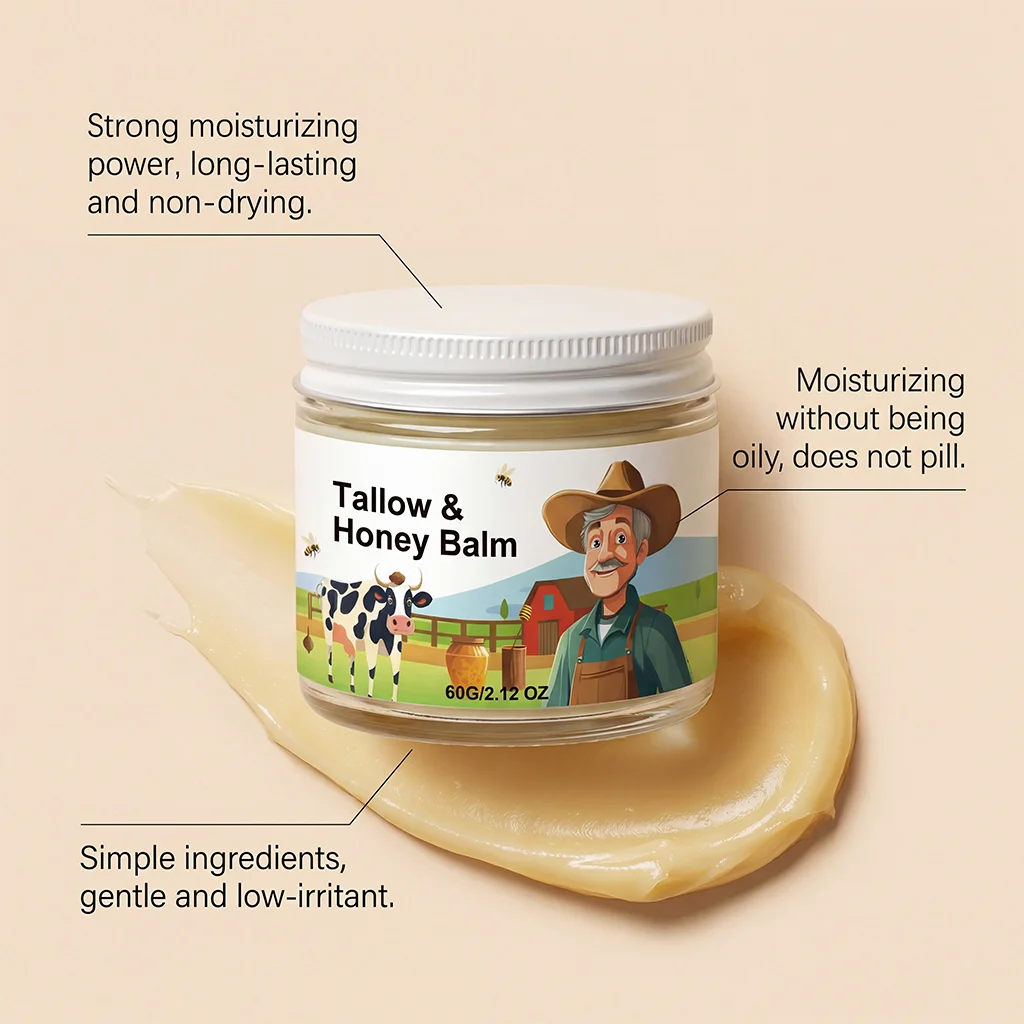 Beef Tallow Honey Face Cream Daily Moisturizing, Smooth and Delicate, Protects Facial Skin, Refreshing and Easily Absorbed Moist