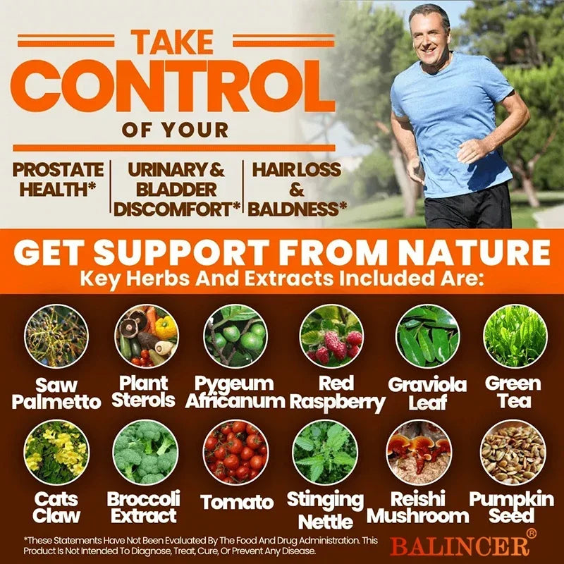 Saw Palmetto Prostate & Hair Support Supplement – 33 Natural Botanicals, DHT Blocker & Bladder Health