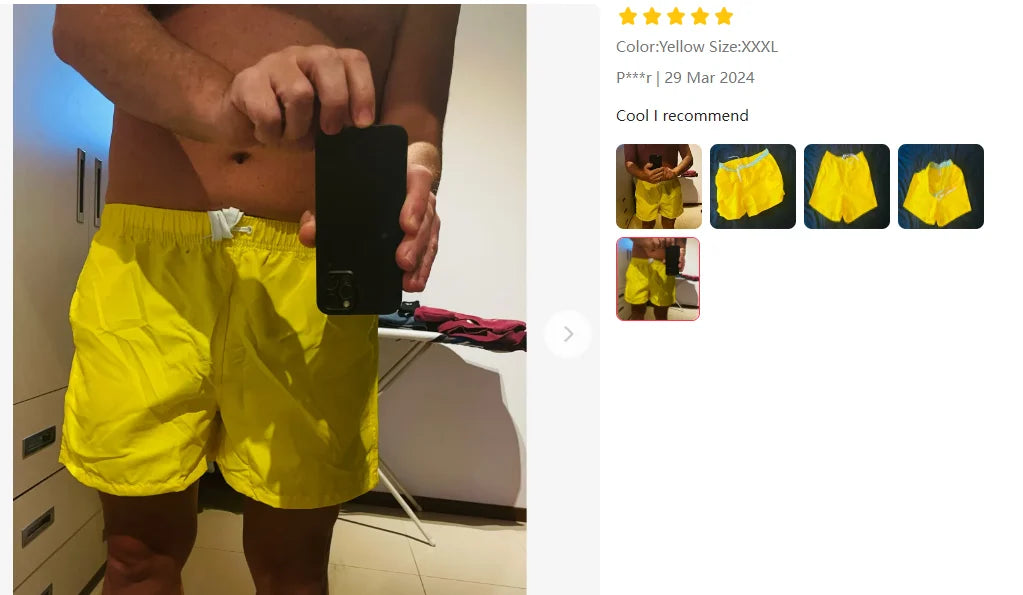 Casual Solid Color Summer Beach Shorts  Men's Drawstring Swimming Trunks