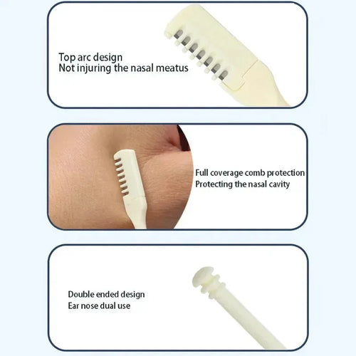 Nasal hair trimmer with toothed head and dual-ended comb design