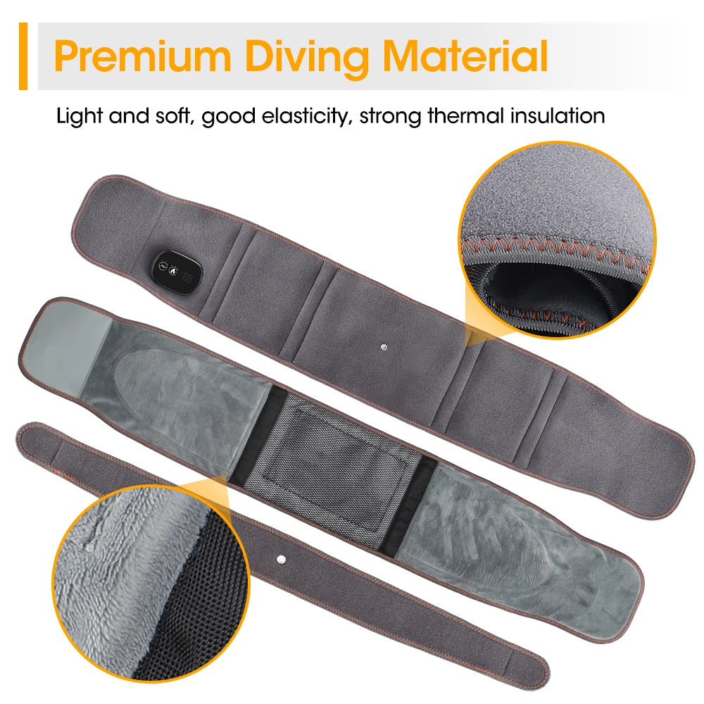 Gray infrared heating waist belt with velcro straps and built-in control module