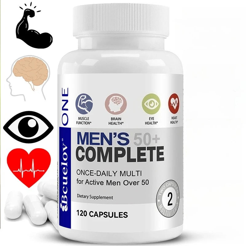 Men's Multivitamin 50+ | Brain, Heart, Eye & Immune Support | 60 Capsules