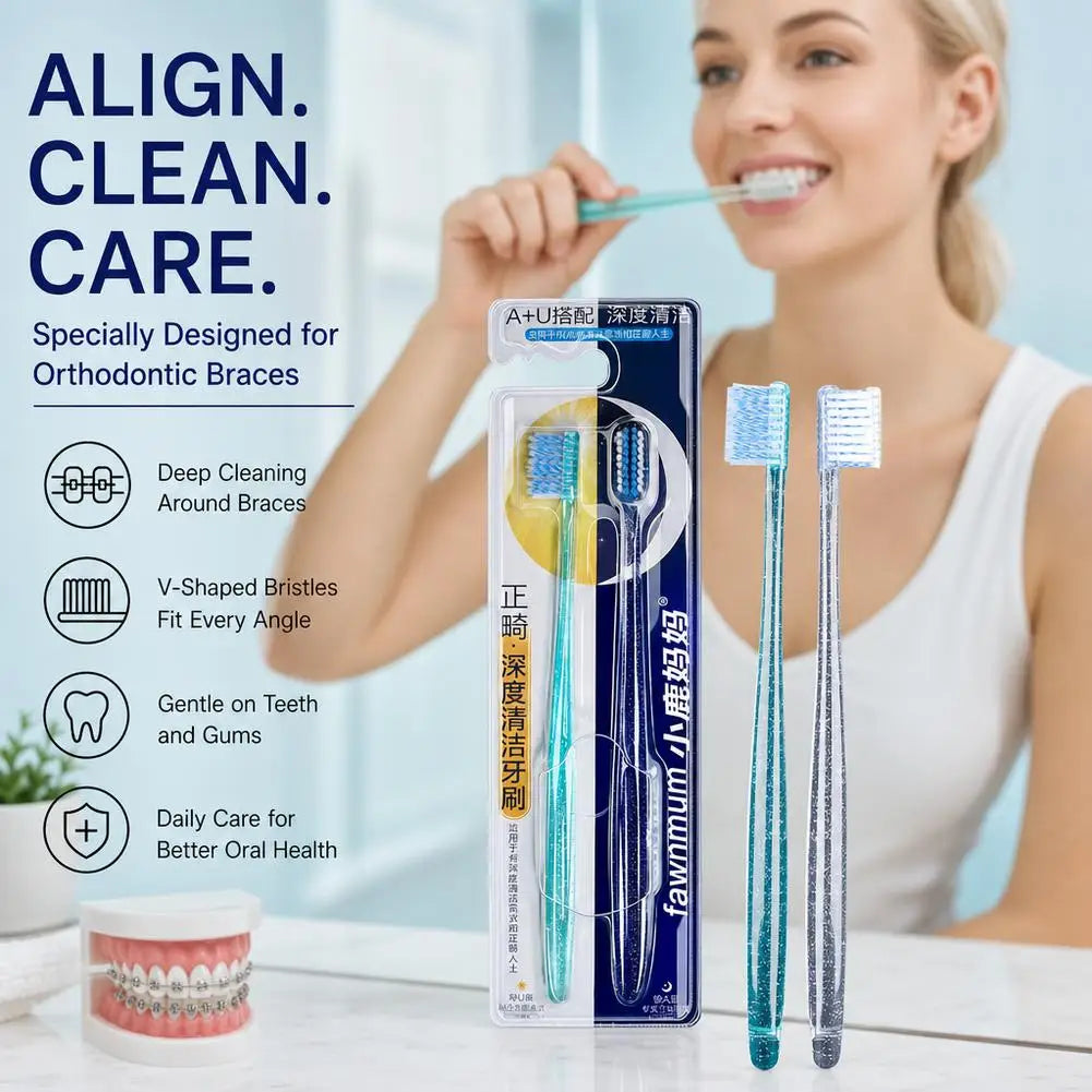 2Pcs  Toothbrush  Soft Bristle