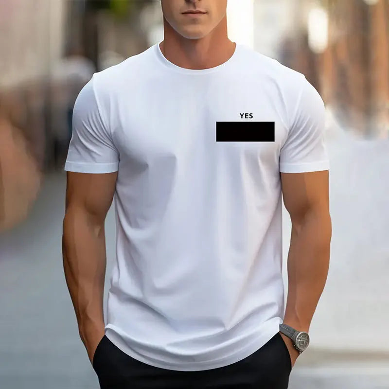 Men's Short Sleeve Summer  Sports Fitness T Shirt  Round Neck