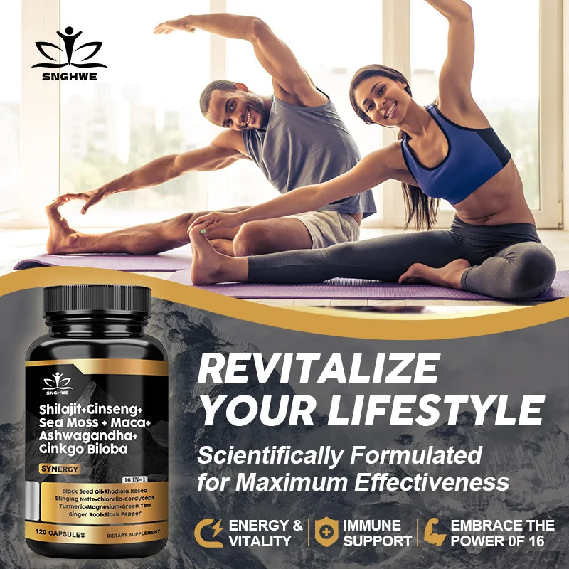 Shilajit 5-in-1 Adaptogen Complex | Ginseng, Sea Moss, Ashwagandha & Ginkgo Biloba