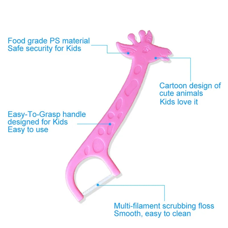 40Pcs Children's Dental Floss Animal Shape
