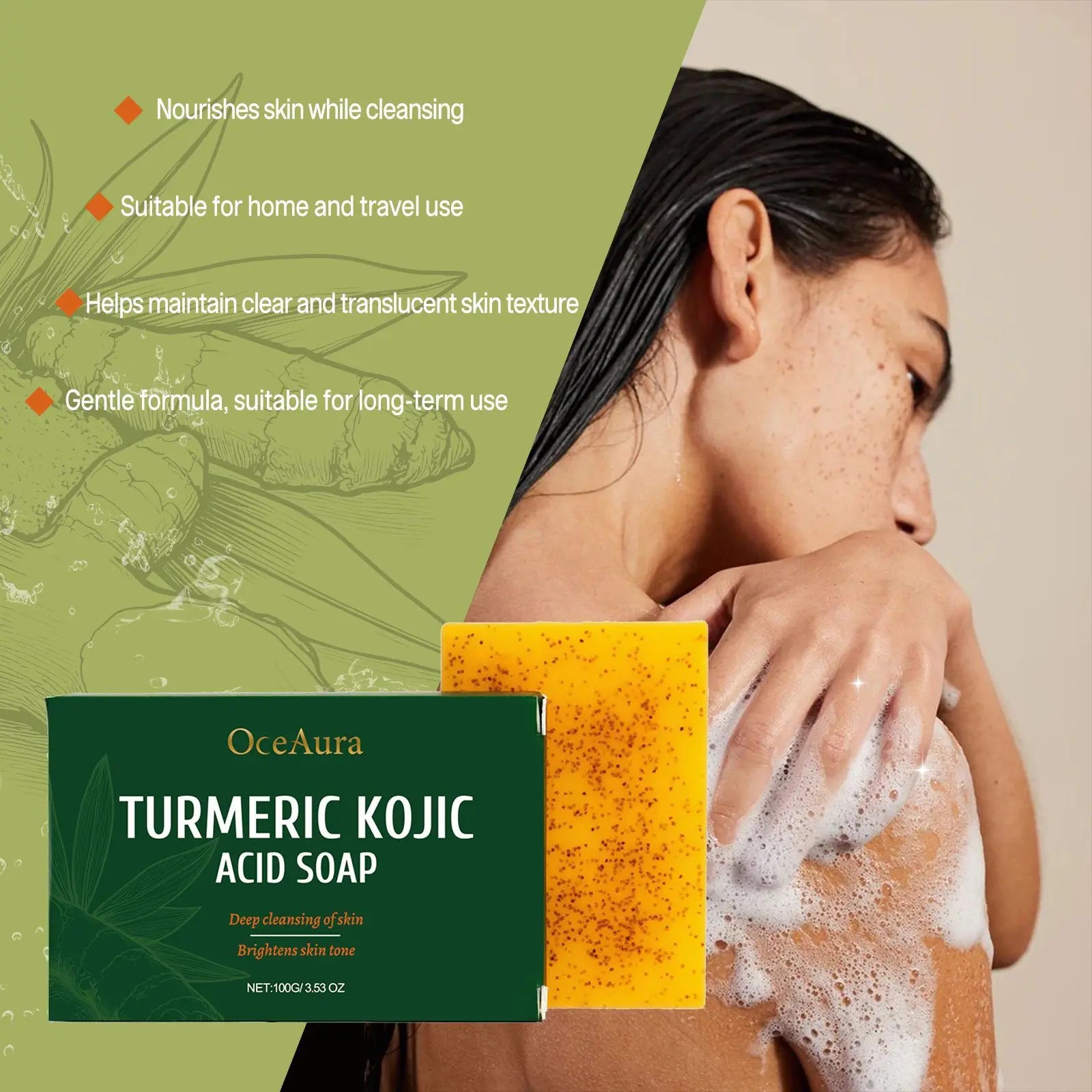 Turmeric  Soap Deep Hydration Brightening  Soft Smooth  Skin Lightening Soap 100g