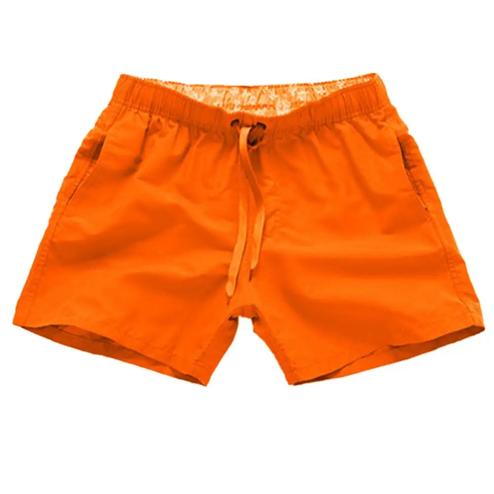 Casual Solid Color Summer Beach Shorts  Men's Drawstring Swimming Trunks