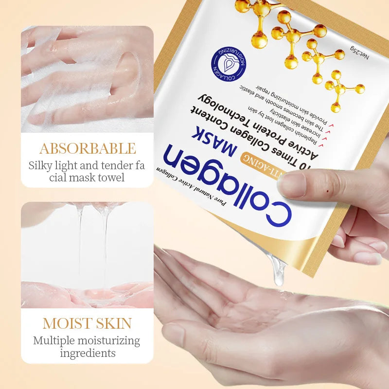 10pcs Anti-wrinkle Collagen Face Mask Moisturizing Anti-aging Wrinkle Whitenting skincare Face Sheet Mask Facial Masks Skin Care