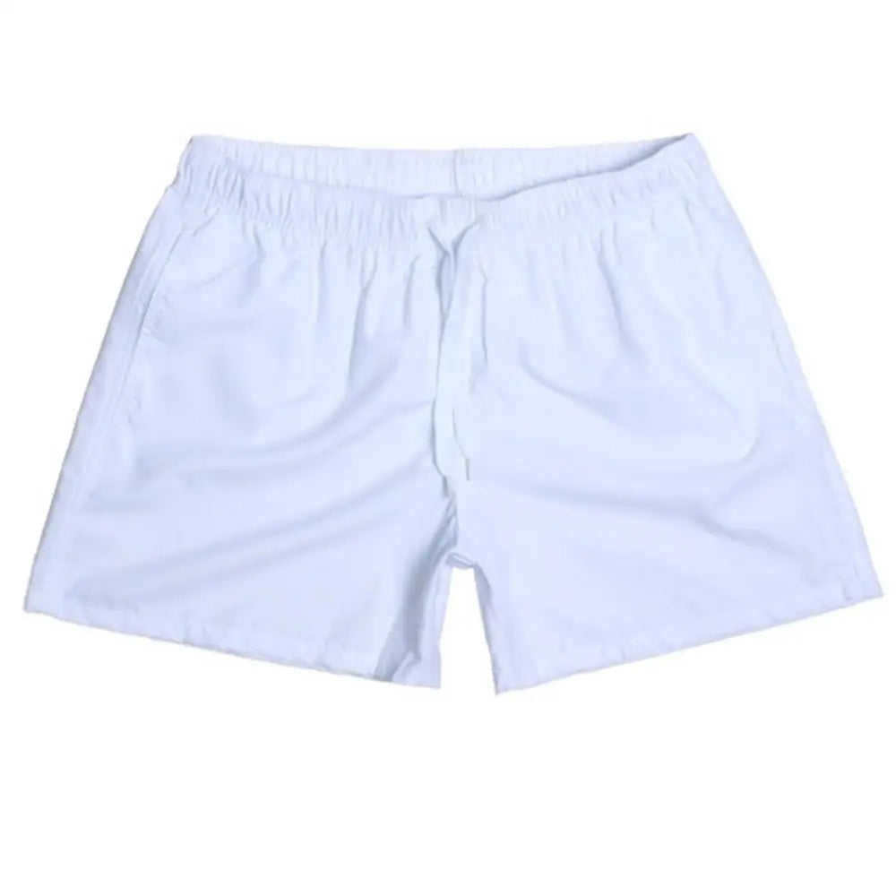 Casual Solid Color Summer Beach Shorts  Men's Drawstring Swimming Trunks