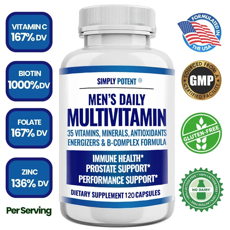 Men's Complete Daily Multivitamin – 23 Vitamins & Minerals for Energy, Immunity & Prostate Health